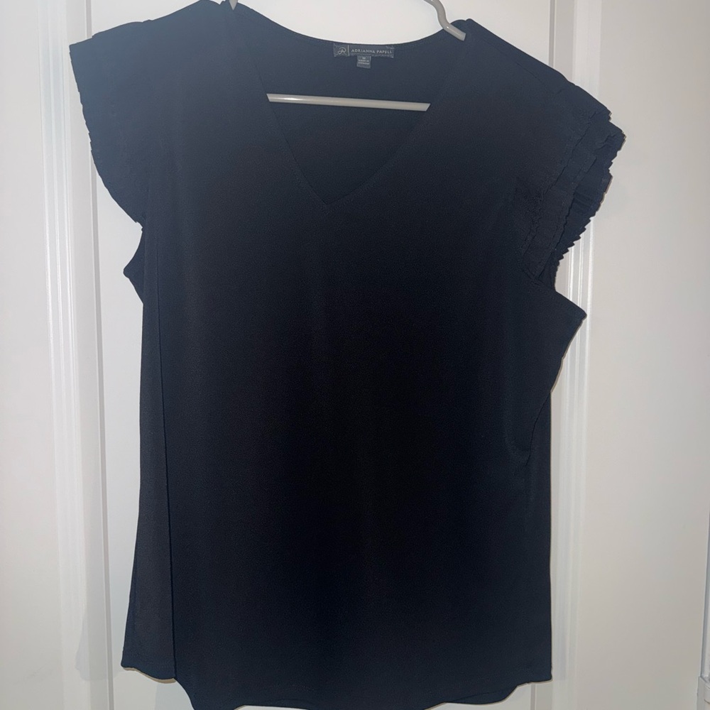 Adrianna Papell Black V-Neck Blouse